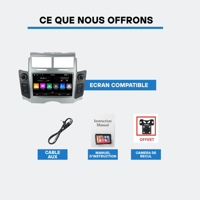 Écran Multimédia Toyota Yaris 2005-2011 – Système Complet avec Caméra de Recul Offerte – Image 3