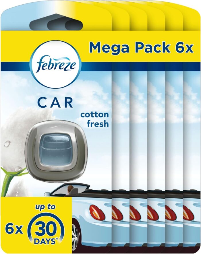 Febreze Désodorisant Voiture – Mega Pack 6x Pureté de Coton