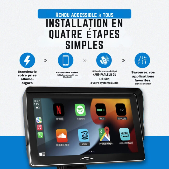CarTablet Pro 2025 installé sur le tableau de bord